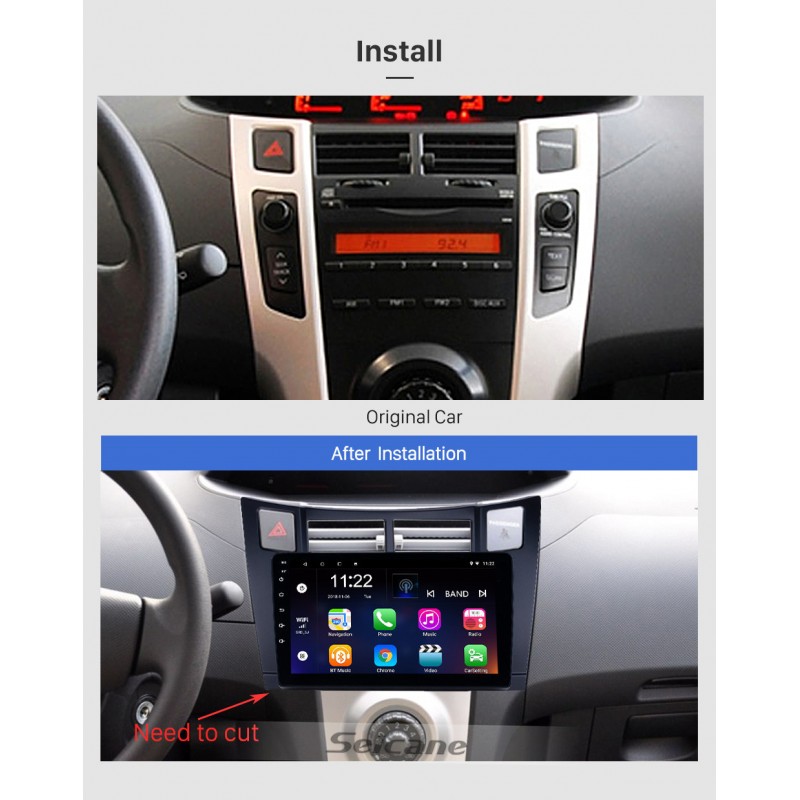 Toyota Yaris Car Radio Autoradio Android Ohradio 9" Pour Toyota Yaris 2005-2011 - Carplay/, 2G+64G, GPS, WiFi + Caméra De Recul Android Auto Sans Fil