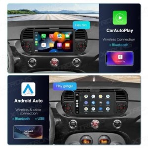 CARTABLET FIAT 500 DAL 2007  COLORE NERO CARPLAY ANDROID AUTO E SIM 4G 2GB RAM 64 ROM MODELLO ECONOMICO