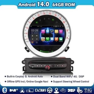 CARTABLET  MINI  7" R55 R56 R57 R58 R60 (2007-2014) CON LETTORE CD DVD CARPLAY ANDROID AUTO E SIM 4G 4GB RAM 64 ROM