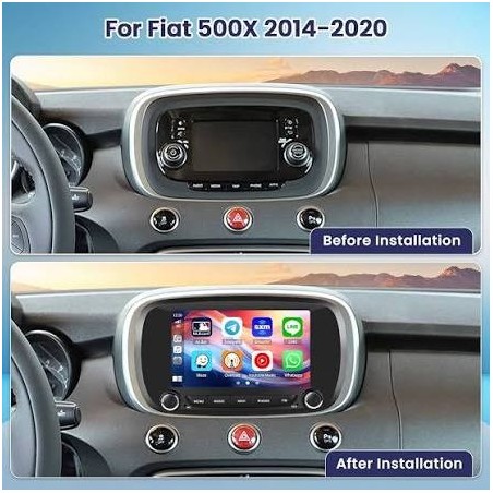 CARTABLET 7 POLLICI  FIAT 500X DAL 2015 CON CARPLAY ANDROID AUTO E SIM 4G 6GB RAM 128 ROM  OCTACORE (MODELLO CON POMELLO)