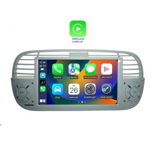 CARTABLET 7" FIAT  500 2007-2015 COLORE BIANCO AVORIO  CON CARPLAY ANDROID AUTO E SIM 4G 8  GB RAM 128 GB ROM